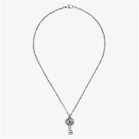 The Gucci GG Marmont Sterling Silver Key Necklace (Model YBB62775700100U