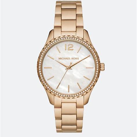 Michael Kors Layton MK6870 Women's Watch - Gold-Tone, Crystal-Embellished Bezel