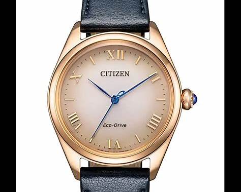 Citizen EM1143-14Z Damenuhr mit Eco-Drive-Antrieb – Roségoldenes Gehäuse, blaues Lederarmband