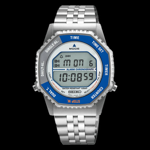 Seiko SMGG21P1 Rotocall Digitaluhr – Blau & Silber Edelstahl