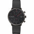 Junghans Max Bill Chronoscope Bauhaus Orologio da uomo 027/4409.02 - Cassa in acciaio inossidabile rivestita in PVD nero 40 mm, quadrante nero, cinturino in pelle nera