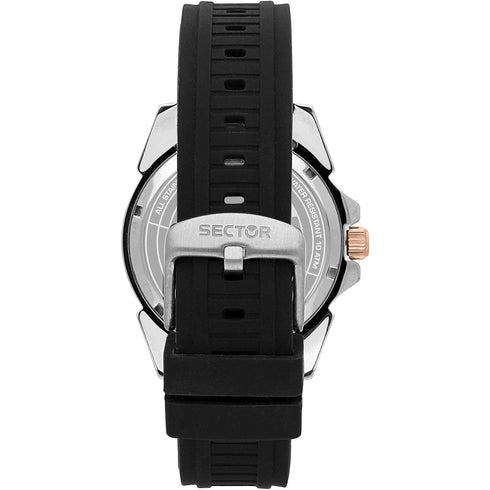 Sector 450 R3251276006 Men's 41mm Black Dial Watch – Silicone Strap, 10ATM, Date