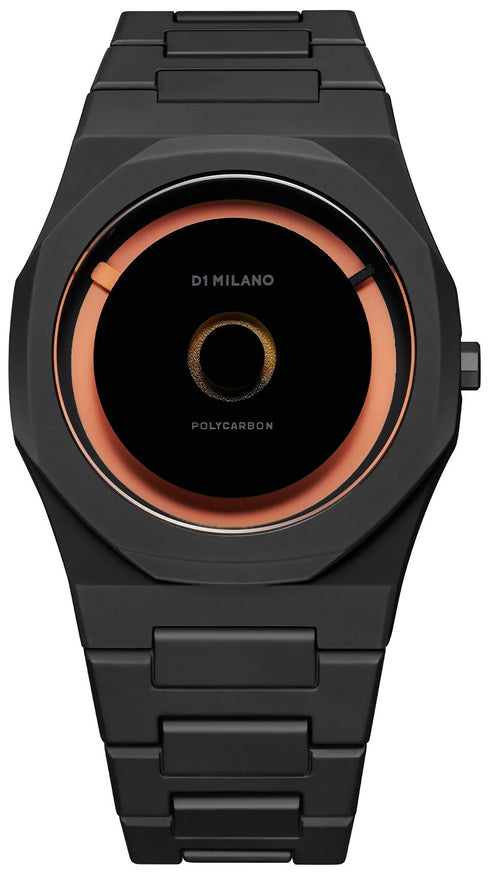 D1 Milano Polycarbon Orange Load PCBJ27 Orologio da uomo - Nero con dettagli in Luminova arancione