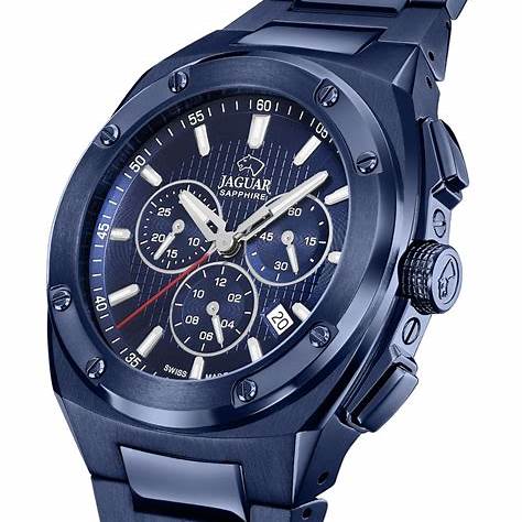 Jaguar J991/1 Men's Chronograph Watch - Blue Dial, Blue Stainless Steel Bracelet