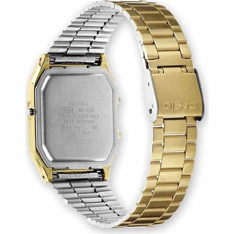 Casio AQ-230GA-5AMQYES Unisex Analog-Digital Watch - Gold-Tone Stainless Steel Band, Brown Dial