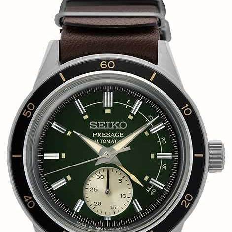 Seiko Presage SSA451J1 Automatik Herrenuhr - Grünes Zifferblatt, Braunes Lederarmband