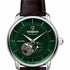 Zeppelin 8166-4 LZ120 Bodensee Orologio automatico da uomo - Quadrante verde, design a cuore aperto, cinturino in pelle marrone