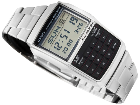 Orologio da uomo con calcolatrice digitale Casio DBC-32D-1AES - Bracciale in acciaio inossidabile, calcolatrice a 8 cifre, batteria di 10 anni