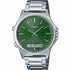 Casio MTP-VC01D-3EUDF Men's Analog-Digital Watch – Green Dial with Stainless Steel Bracelet