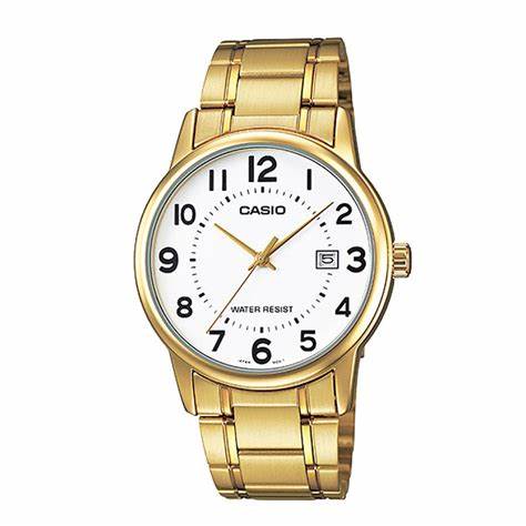 Casio MTP-V002G-7B2UDF Herren Gold-Ton Analog Uhr – Weißes Zifferblatt