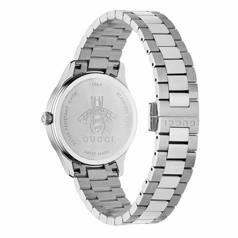 Gucci G-Timeless YA1265033 Women's Watch – Pink Dial with Bee Motif, Stainless Steel Bracelet