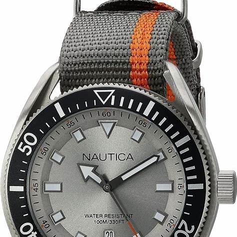 Nautica NAPPRF003 Herren-Quarzuhr - Graues Zifferblatt, Graues Nylonarmband