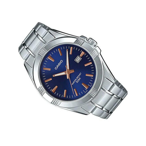 Casio MTP-1308D-2AVDF Men's Analog Watch - Stainless Steel Band, Blue Dial