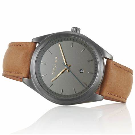 Meller Ekon Nag Camel 6GG-1CAMEL Men's Watch - Grey Dial, Camel Leather Strap