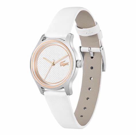 Lacoste Elyse Women's Watch - Rose Gold & Silver Stainless Steel Case, White Silicone Strap, 36mm