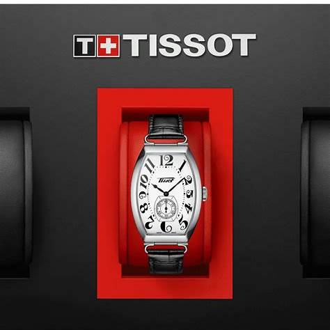 Tissot Heritage Porto Mechanical Unisex Watch - White Dial, Stainless Steel Tonneau Case, Black Leather Strap