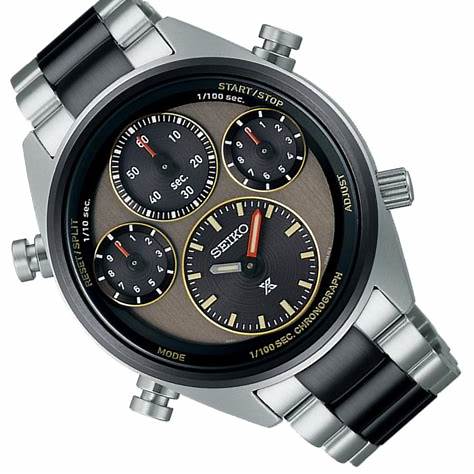 Seiko Prospex SFJ005P1 Herren Solar Chronograph Uhr - Khaki-Graues Zifferblatt, Edelstahlarmband