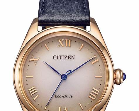 Citizen EM1143-14Z Damenuhr mit Eco-Drive-Antrieb – Roségoldenes Gehäuse, blaues Lederarmband