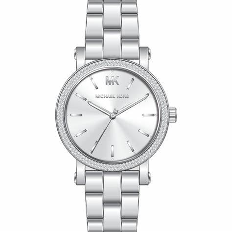 Michael Kors Corey MK7347 Women's Silver-Tone Watch - Crystal Embellished