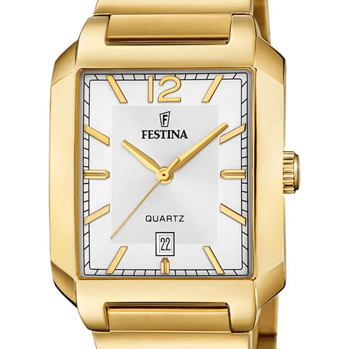 FESTINAFestina F20678/2 On the Square Men's Watch – Gold Stainless Steel, Silver Dial, QuartzWATCHESEcecile
