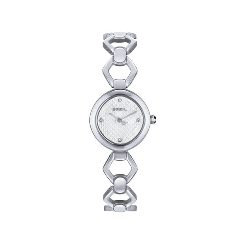 Breil Mod. Breil Flake TW2027 Women's Quartz Watch - Silver Guilloché Dial, Stainless Steel Bracelet