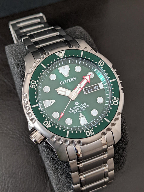 Citizen NY0100-50X Men's Watch - Green Dial, Super Titanium Case and Bracelet