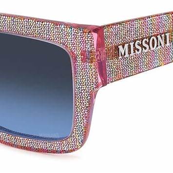 Missoni MIS 0129/S Occhiali da sole da donna - 53 mm, montatura con motivo arcobaleno rosa e lenti blu sfumate