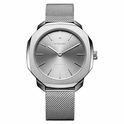 D1 Milano Super Slim SSML01 Orologio da donna - Bracciale a maglie in acciaio inossidabile argento