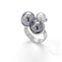 Majorica 12198.18.2.913.010.1 Women's Ring – Rhodium-Plated Silver, 9–12mm White & Grey Pearls, Triple Cluster Design, Size 18