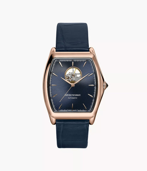 EMPORIO ARMANIEmporio Armani ARS3351 Swiss Automatic Watch - Rose Gold Case, Blue DialWATCHESEcecile