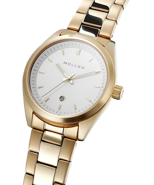 Meller Maya Gold W9OB-3.3GOLD Unisex Watch - White Dial, Gold Stainless Steel Bracelet