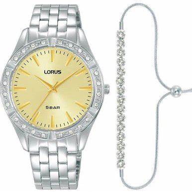Lorus RG293XX9 Women's Classic Gift Set Watch - Silver Bracelet, Yellow Dial