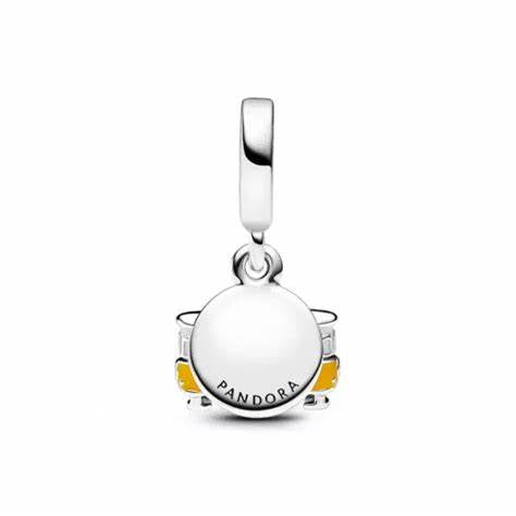 Pandora Tram di Lisbona Charm doppio penzolante incidibile 793333C01 - Argento, smalto giallo