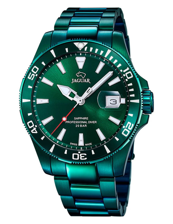 Jaguar Executive J988/1 Men's Diver Watch – Green PVD Stainless Steel, Sapphire Crystal