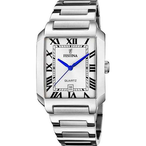 Festina F20677/1 Men’s “On The Square” Quartz Watch – Silver Rectangular