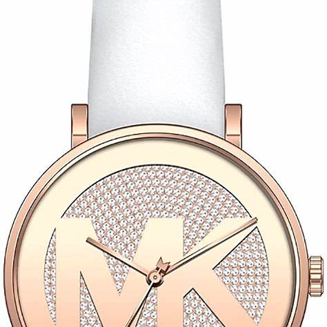 Michael Kors Addyson MK2958 Women's Rose Gold-Tone Watch - White Leather Strap