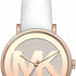 Michael Kors Addyson MK2958 Women's Rose Gold-Tone Watch - White Leather Strap