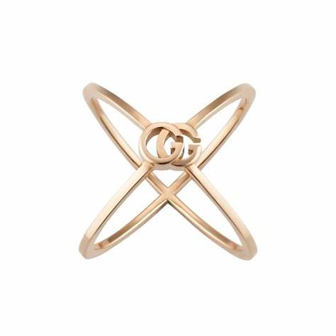 Gucci GG Running 18ct Rose Gold Crisscross Ring - Size 6