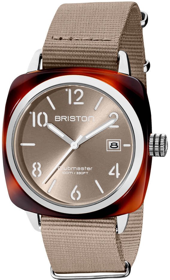 BRISTONBriston Clubmaster Classic 23240.SA.T.30.NT – 40mm Grey Taupe Dial, NATO StrapWATCHESEcecile