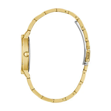Guess GW0404L4 Women's Gold-Tone Watch – 34mm Blue Dial, Recycled Steel, Roman Numerals