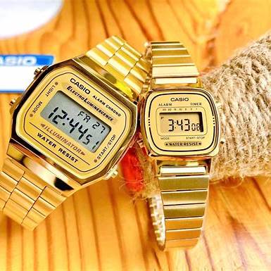 Casio LA-670WGA-9DF Women's Retro Digital Watch - Gold Stainless Steel Bracelet