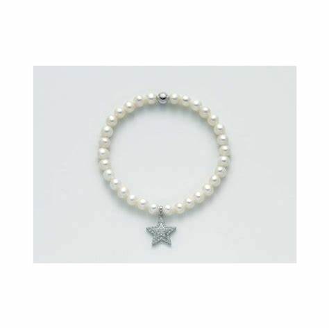 Miluna PBR2553-TPZ Bracciale da donna in perle con ciondolo a stella e topazi bianchi