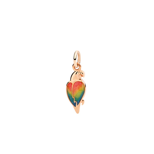 DoDo Parrot Charm DMC5009-PARRO-EMX9R – 9K Rose Gold & Enamel, Multicolor Wings
