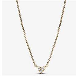 Pandora 363014C01-45 Collana a cuore con tripla pietra - Placcata oro 14k, 45 cm