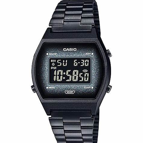 Casio B-640WBG-1B Vintage Digital Watch - Black Dial, Stainless Steel Band