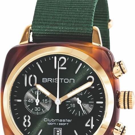 Briston Clubmaster Classic Chronograph 40mm British Green Dial Watch 15240-SA-T-10-NBG