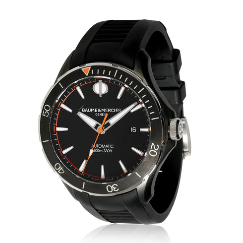 Baume & Mercier Clifton Club MOA10339 Orologio automatico da uomo - Quadrante nero, cinturino in gomma nera
