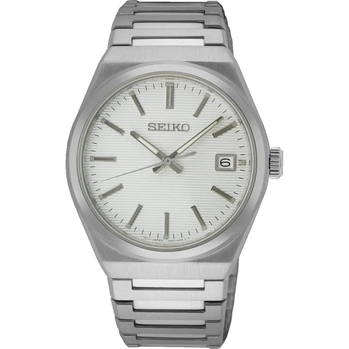 Orologio al quarzo Seiko Classic SUR553P1 Uomo - Quadrante bianco, bracciale in acciaio inossidabile