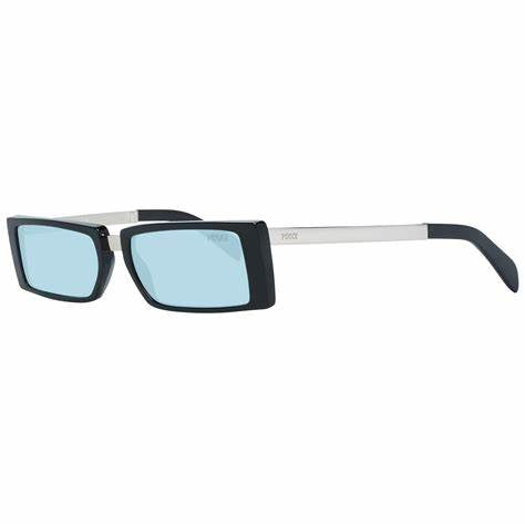 Emilio Pucci EP0126 5301N Occhiali da sole rettangolari da donna - Montatura in acetato nero, lenti turchesi, Ø 53 mm