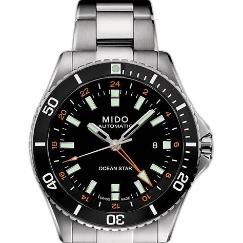 Orologio da uomo Mido Ocean Star GMT Limited Edition - Acciaio inossidabile, quadrante nero, 40,5 mm